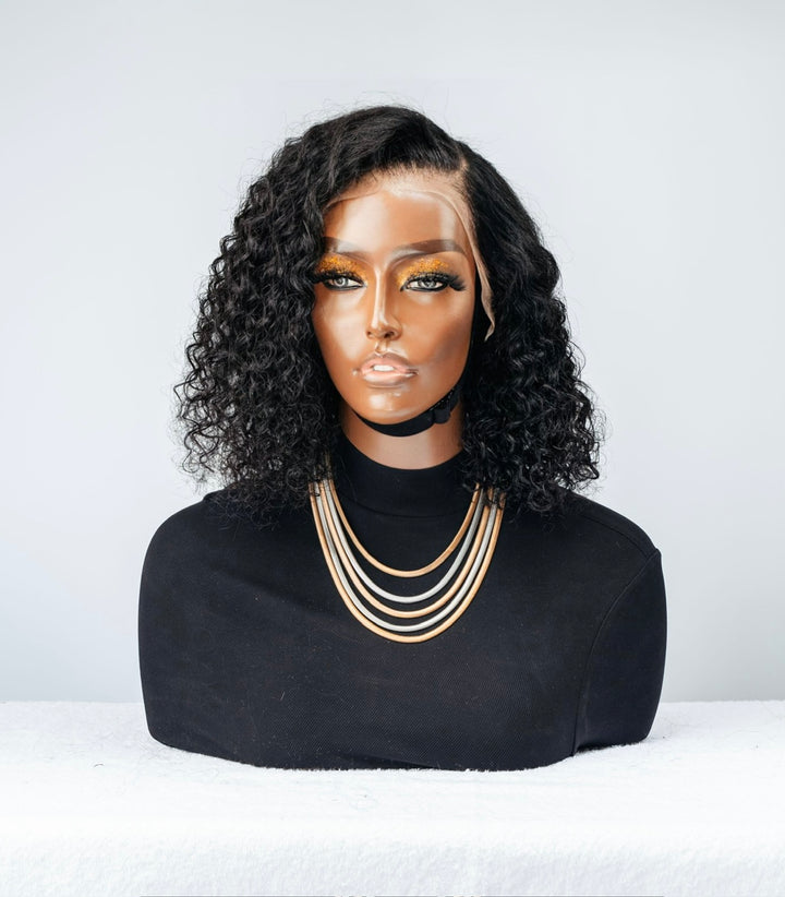 10-12" Malaysian Water Wave Bob Wig- 13x4 Lace Front| Black
