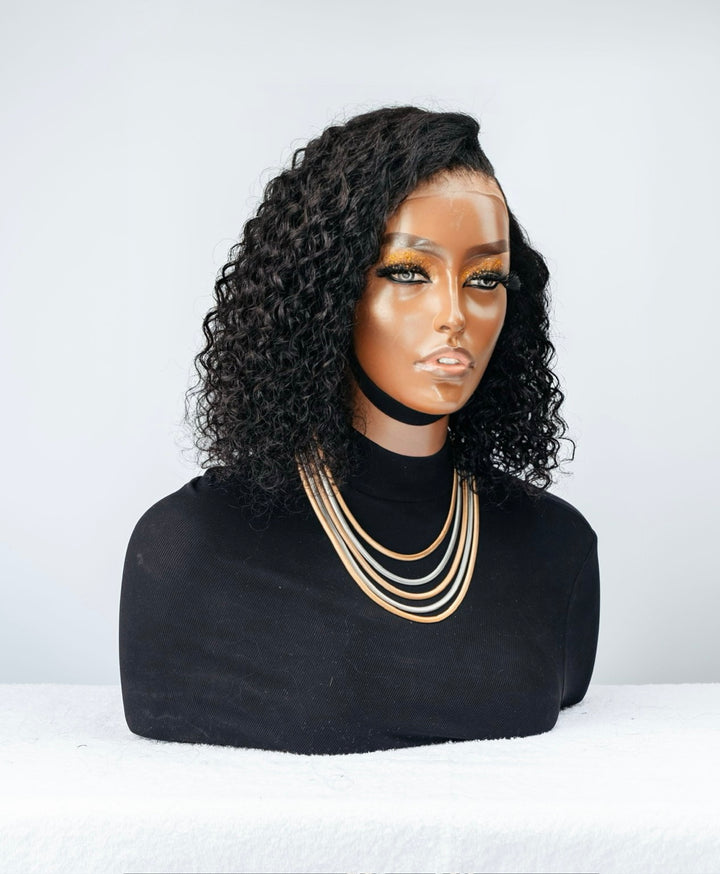 10-12" Malaysian Water Wave Bob Wig- 13x4 Lace Front| Black
