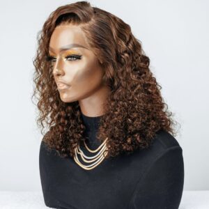 Rose Curl Double Drawn Bob 13×4 (with Color)