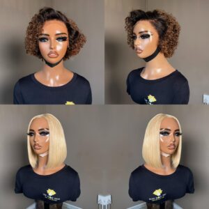 Lady Kerry (13×4) With Color + Kim K DD Bob (2×6) Wig (Beach Blonde)